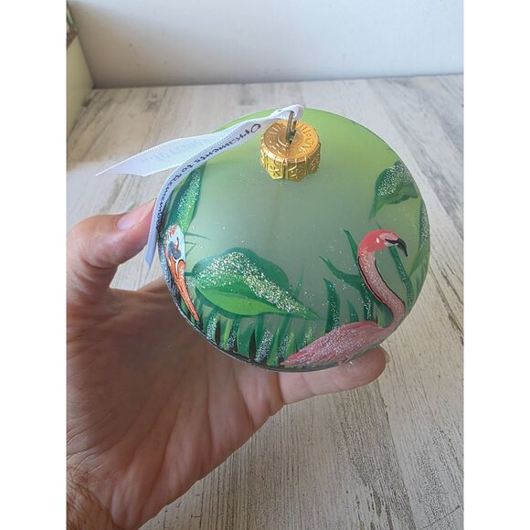 bird flamingo glitter ball ornament remember Xmas Poland tree unique - Picture 7 of 9